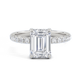 Lab-Grown Emerald Cut Diamond Engagement Ring Hidden Diamond Halo | The Isabella Ring