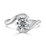 Lab-Grown Round Brilliant Cut Diamond Solitaire Engagement Ring Bypass Twist Setting | The Auroa Ring