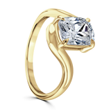 Lab-Grown Elongated Cushion Cut Diamond Solitaire Engagement Ring Bypass Twist Setting | The Florence Ring