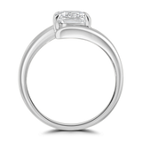Lab-Grown Elongated Cushion Cut Diamond Solitaire Engagement Ring Bypass Twist Setting | The Florence Ring