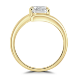 Lab-Grown Elongated Cushion Cut Diamond Solitaire Engagement Ring Bypass Twist Setting | The Florence Ring