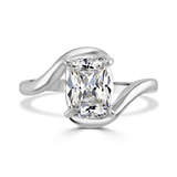 Lab-Grown Elongated Cushion Cut Diamond Solitaire Engagement Ring Bypass Twist Setting | The Florence Ring