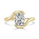 Lab-Grown Elongated Cushion Cut Diamond Solitaire Engagement Ring Bypass Twist Setting | The Florence Ring