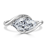 Lab-Grown Marquise Cut East West Diamond Solitaire Engagement Ring Bypass Twist Setting | The Sienna Ring