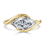 Lab-Grown Marquise Cut East West Diamond Solitaire Engagement Ring Bypass Twist Setting | The Sienna Ring