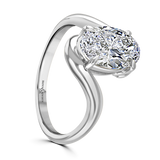 Lab-Grown Oval Cut Diamond Solitaire Engagement Ring Bypass Twist Setting | The Celeste