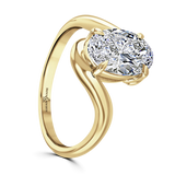 Lab-Grown Oval Cut Diamond Solitaire Engagement Ring Bypass Twist Setting | The Celeste
