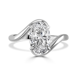 Lab-Grown Oval Cut Diamond Solitaire Engagement Ring Bypass Twist Setting | The Celeste