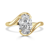 Lab-Grown Oval Cut Diamond Solitaire Engagement Ring Bypass Twist Setting | The Celeste