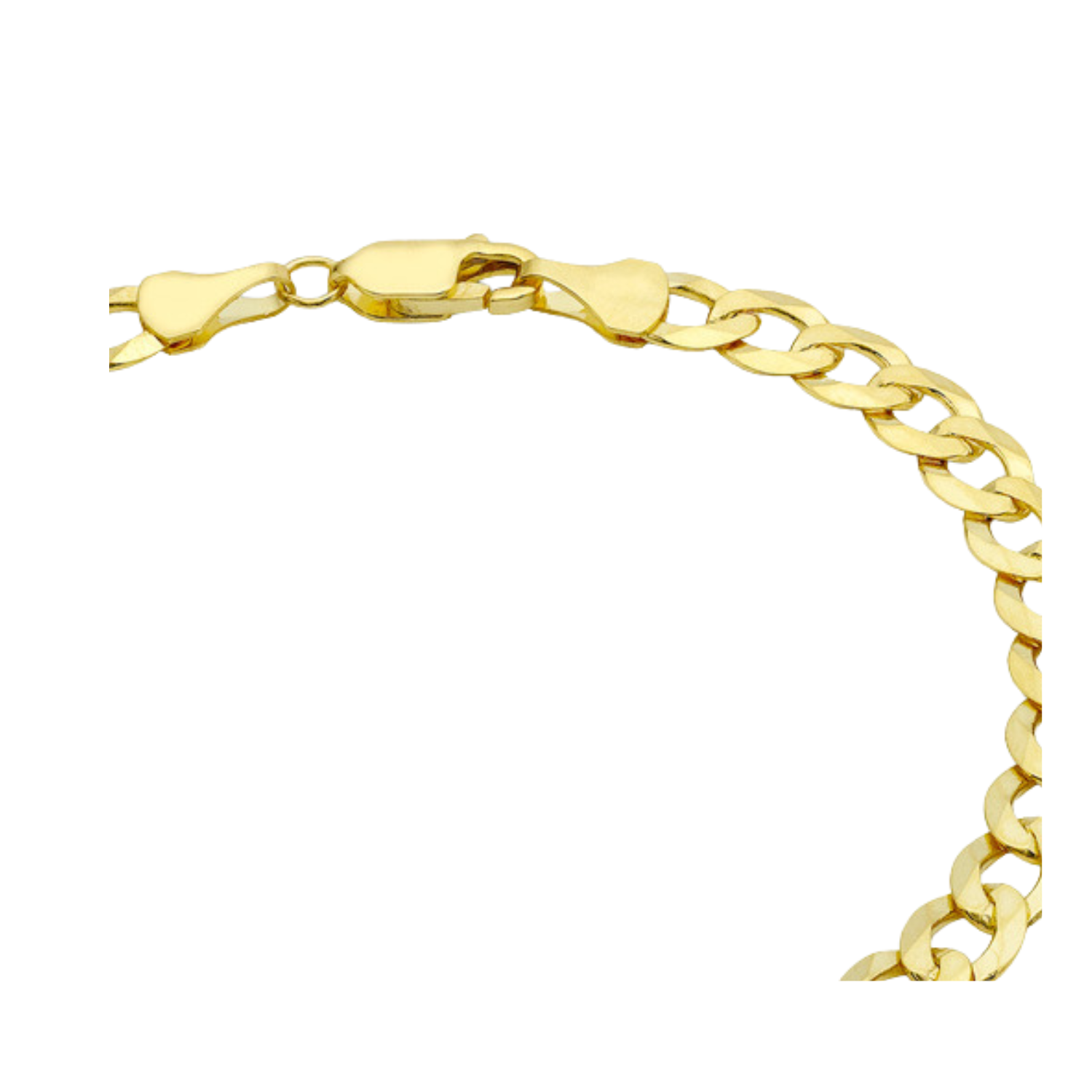 Close-up view of Harrogate Jewellers' Yellow Gold Flat Curb Bracelet, a bespoke jewellery piece from Yorkshire, ideal for everyday wear or special occasions.