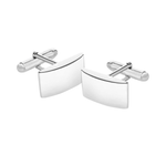 Rectangular curved cufflinks from Harrogate Jewellers, made of sterling silver, a perfect choice in platinum or white gold for a bespoke, elegant look