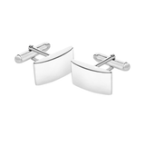 Rectangular curved cufflinks from Harrogate Jewellers, made of sterling silver, a perfect choice in platinum or white gold for a bespoke, elegant look