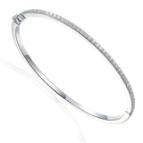 Round Brilliant Cut Natural Diamond Bangle White Gold