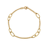 Yellow Gold Double Oval & Chain Bracelet