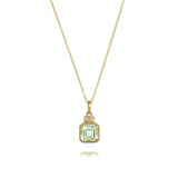 Green Amethyst and Diamond Bezel Set Drop Pendant by Harrogate Jewellers, a bespoke piece of jewellery from Yorkshire featuring Earth Mined Diamonds.