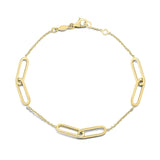 Harrogate Jewellers Yellow Gold Double Oval & Chain Bracelet, featuring a classic curb link and paperclip style oval links design, ideal for bespoke jewellery in Harrogate Yorkshire.