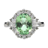 Mint Green Tourmaline & Diamond Ballerina Halo Ring Platinum