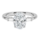 Platinum 3.00ct Oval Cut Lab-Grown Diamond Engagement Ring with Tapered Baguette Shoulders | E VS1
