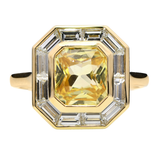 Bezel Set Yellow Sapphire and Diamond Halo Ring
