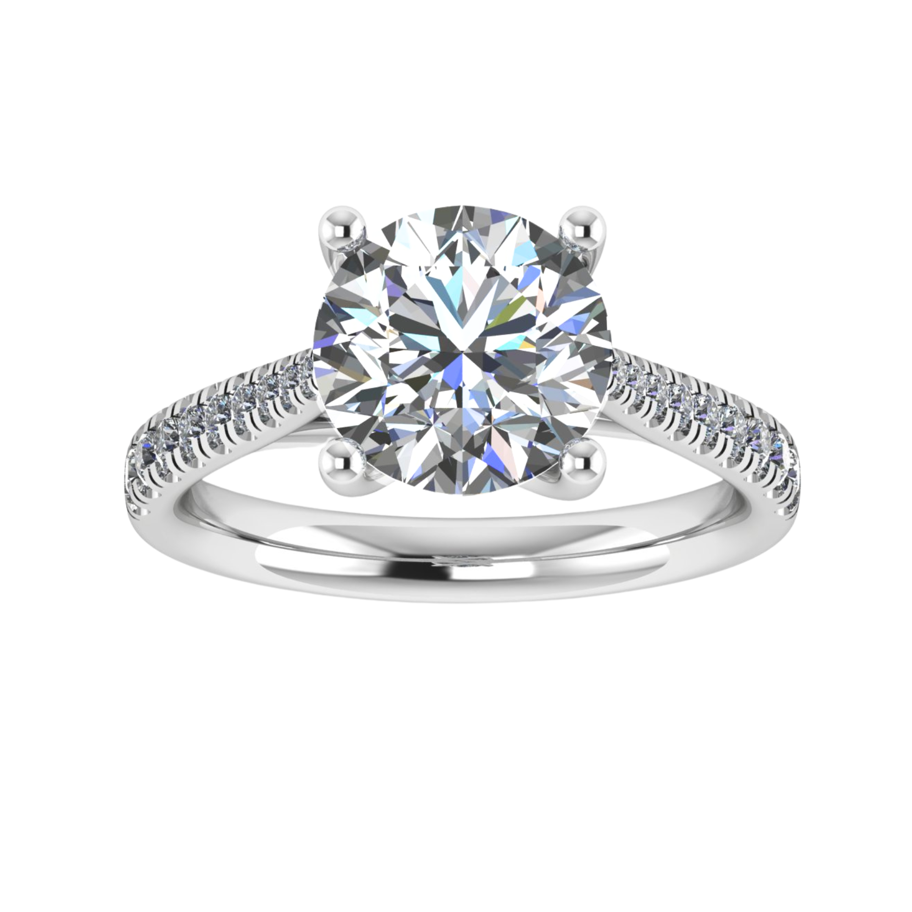 OPHELIA Lab-Grown Diamond Ring by Harrogate Jewellers, featuring a Round Brilliant Cut Diamond in a Claw Set, with additional diamonds on a platinum band.