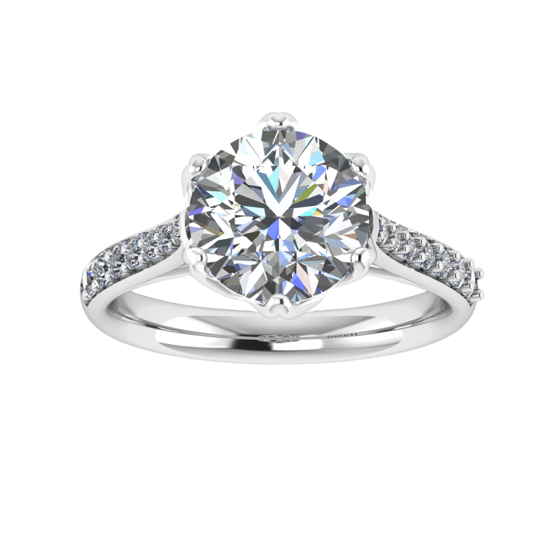 Harrogate Jewellers' JULIET lab-grown diamond ring with six claw round brilliant cut, set in white gold, ideal for bespoke engagement in Yorkshire.