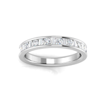 Harrogate Jewellers Mixed Cut Channel Set Diamond Eternity Ring in platinum with alternating baguette and round brilliant cut diamonds, perfect for weddings and anniversaries, bespoke Yorkshire jewellery.