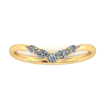 Mixed Cut Shaped Diamond Curve Band by Harrogate Jewellers, adorned with pear, oval, and round brilliant cut natural diamonds on a luxurious 18ct yellow gold ring.