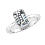 Harrogate Jewellers' Vivienne engagement ring featuring a lab-grown emerald cut diamond in a platinum bezel set, ideal for bespoke jewellery lovers in Yorkshire