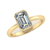 Vivienne Lab-Grown Emerald Cut Engagement Ring by Harrogate Jewellers, bezel-set on platinum band, showcasing bespoke Yorkshire craftsmanship