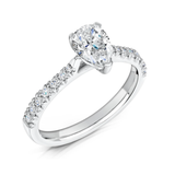 Tapered Claw Set Pear Cut Diamond Engagement Ring by Harrogate Jewellers, bespoke lab grown diamond wedding ring, Yorkshire's finest jewellery.