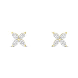 Marquise Diamond Flower Stud Earrings in Yellow Gold by Harrogate Jewellers, bespoke lab grown diamond jewellery in Harrogate, Yorkshire.