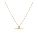 Diamond T-Bar Necklace by Harrogate Jewellers, crafted from 18ct Yellow Gold with a centered Earth Mined Diamond, ideal for bespoke Yorkshire wedding jewellery.