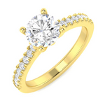Harrogate Jewellers Lab Grown Round Brilliant Cut Diamond Ring 1.02ct, 18ct yellow gold band adorned with small diamonds, bespoke Yorkshire jewellery.
