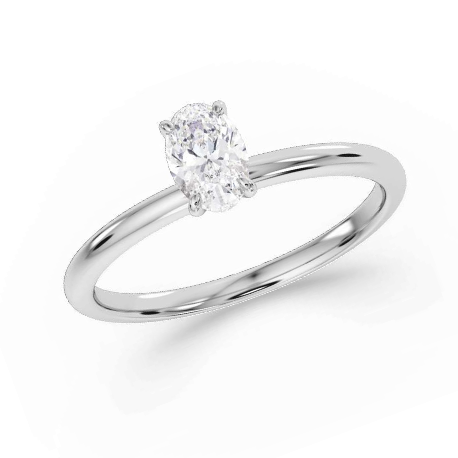 Oval Cut Lab Grown Hidden Diamond Halo Engagement Ring
