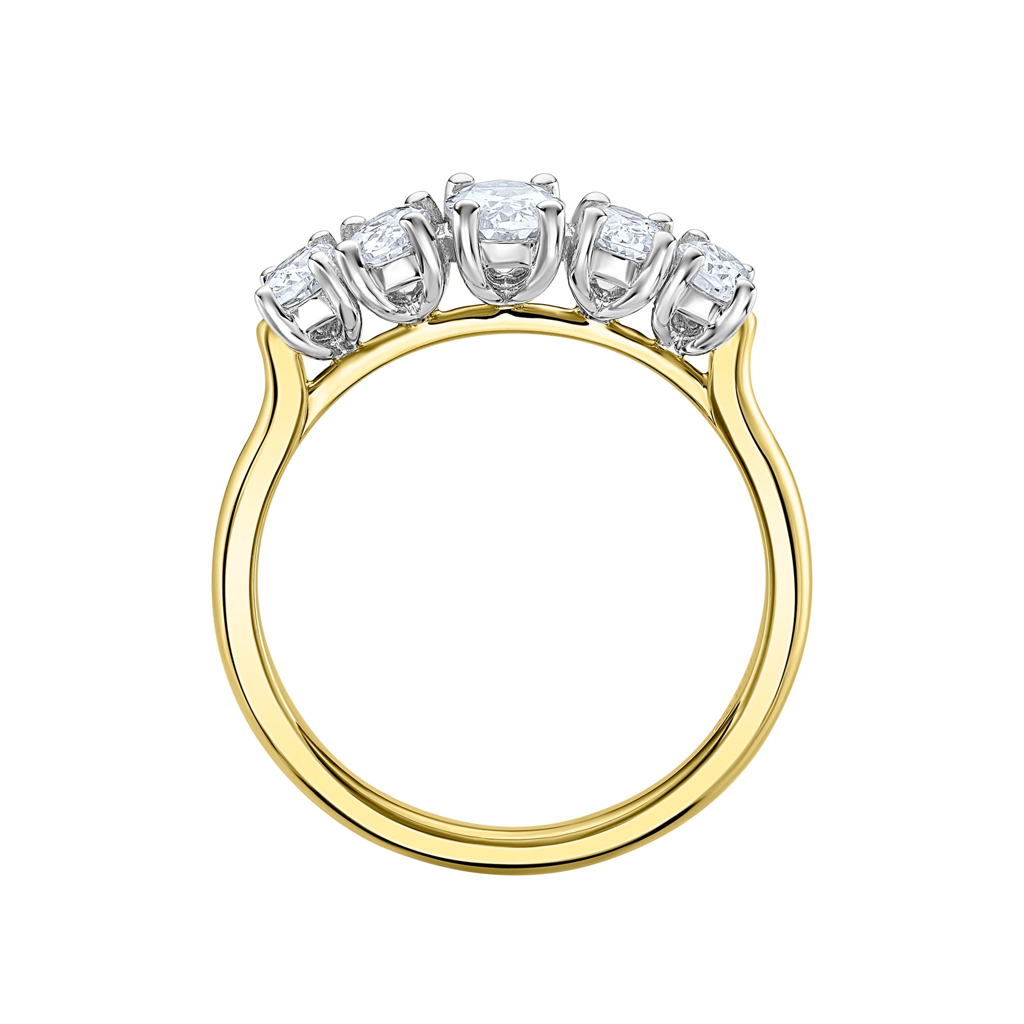Harrogate Jewellers' Graduated Oval Cut Diamond Five Stone Ring, featuring natural Earth Mined Diamonds in a bespoke platinum setting, ideal for engagements or weddings in Yorkshire.