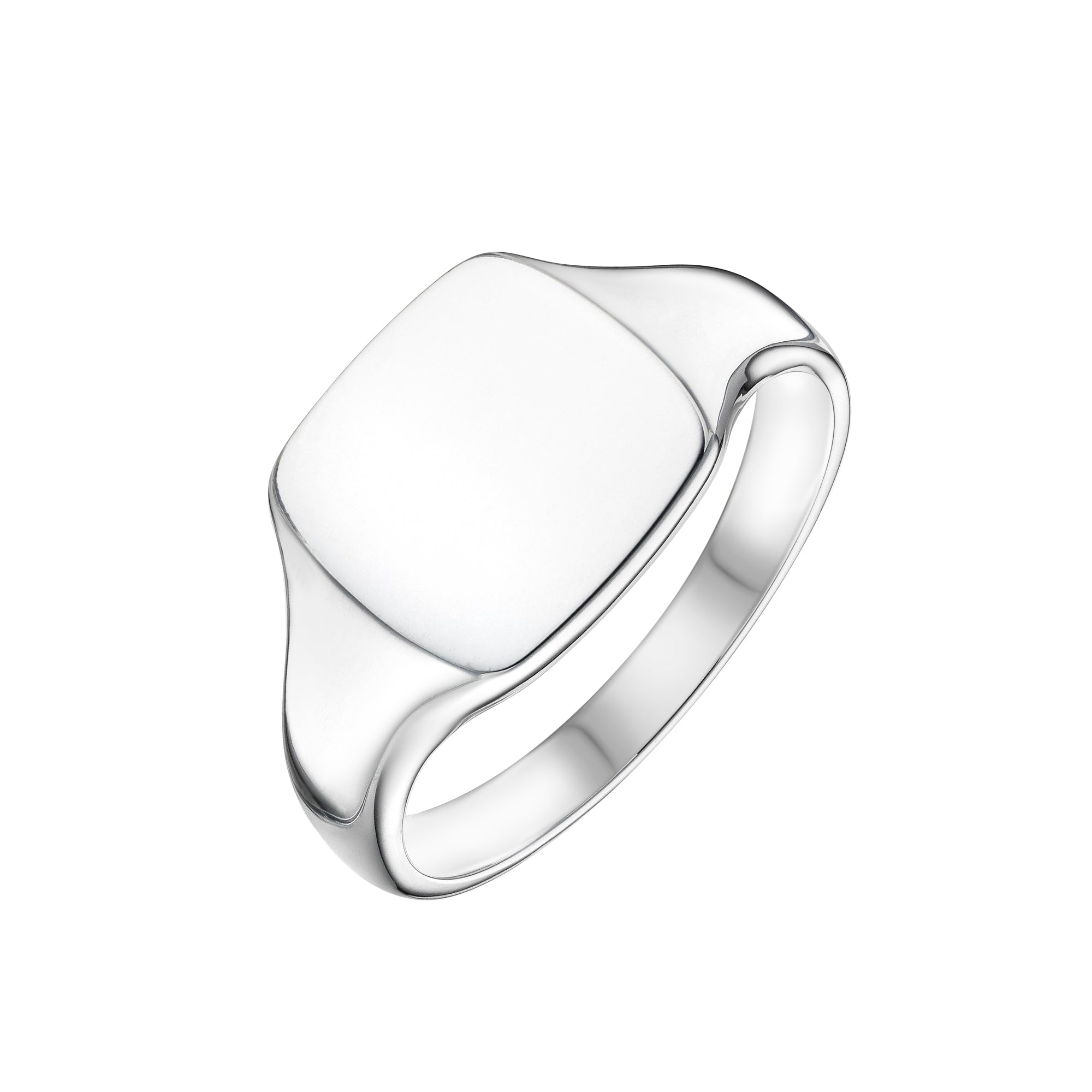 Medium Gents Cushion Shaped Signet Ring in Gold by Harrogate Jewellers, perfect for engraving, British made, ideal for elegant bespoke jewellery in Harrogate Yorkshire.