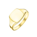 Medium Gents Cushion Shaped Signet Ring in Gold from Harrogate Jewellers, perfect for bespoke engraving, made in Britain.