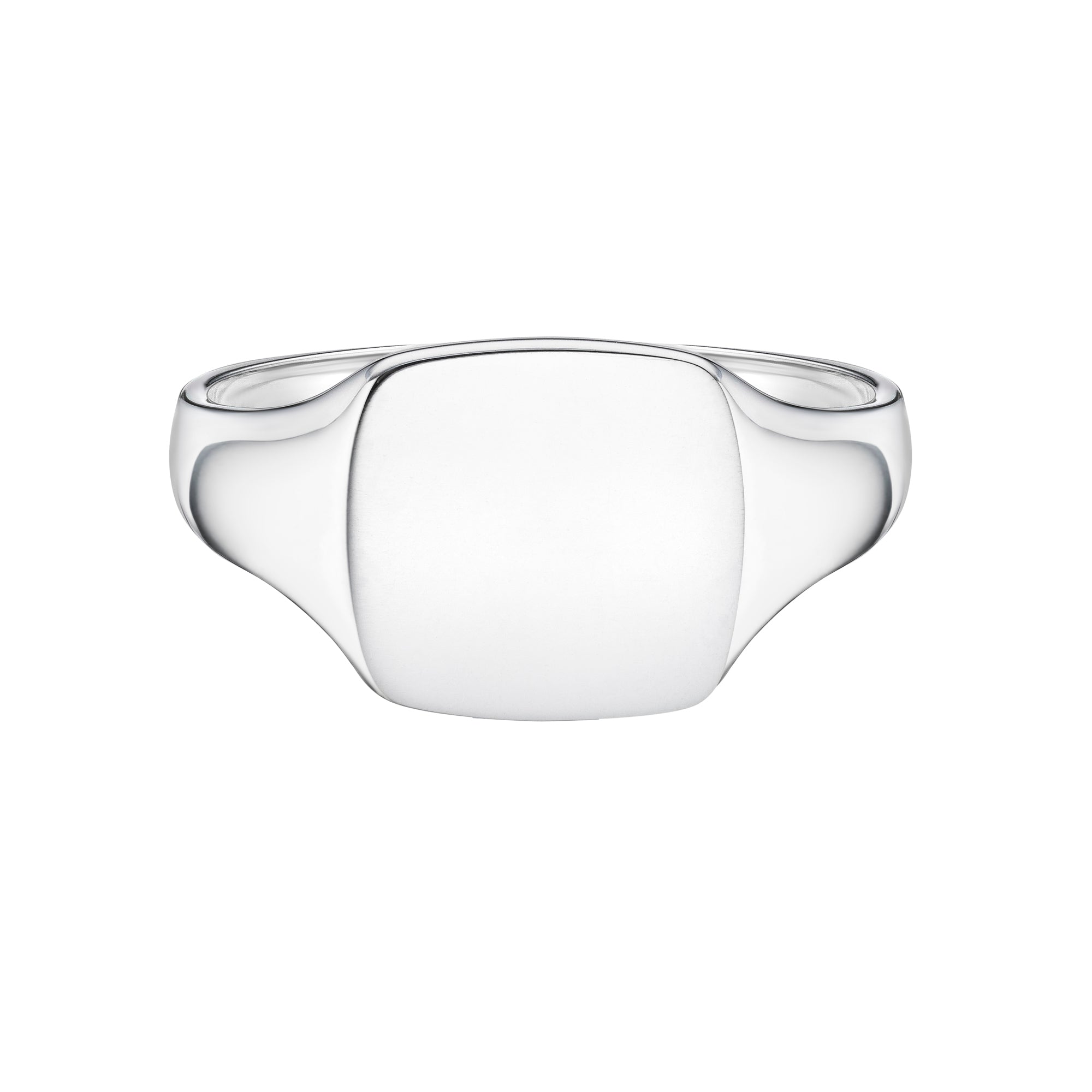 Medium gents cushion shaped signet ring in gold by Harrogate Jewellers, perfect for bespoke engraving, ideal for weddings in Harrogate, Yorkshire.