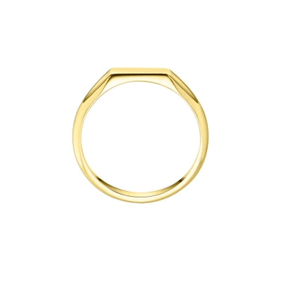 Harrogate Jewellers' Slim Rectangle Signet Ring in Gold, a minimalist and elegant engagement ring made of earth-mined diamonds, ideal for bespoke jewellery lovers in Yorkshire.