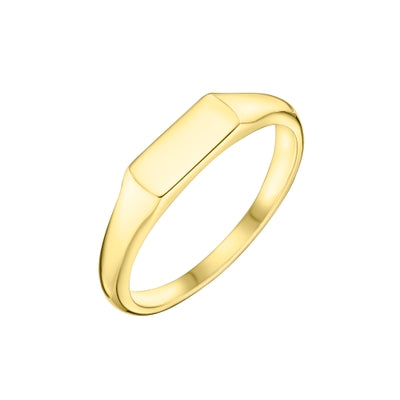 Harrogate Jewellers' Slim Rectangle Signet Ring Gold, a minimalist yet elegant ring ideal for engagement or wedding, handcrafted in Harrogate Yorkshire using Earth Mined Diamonds.