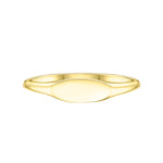 Harrogate Jewellers' slim oval signet ring in gold, featuring a high polish finish and a contemporary design for everyday wear, ideal for bespoke engraving, earth mined diamonds wedding rings.