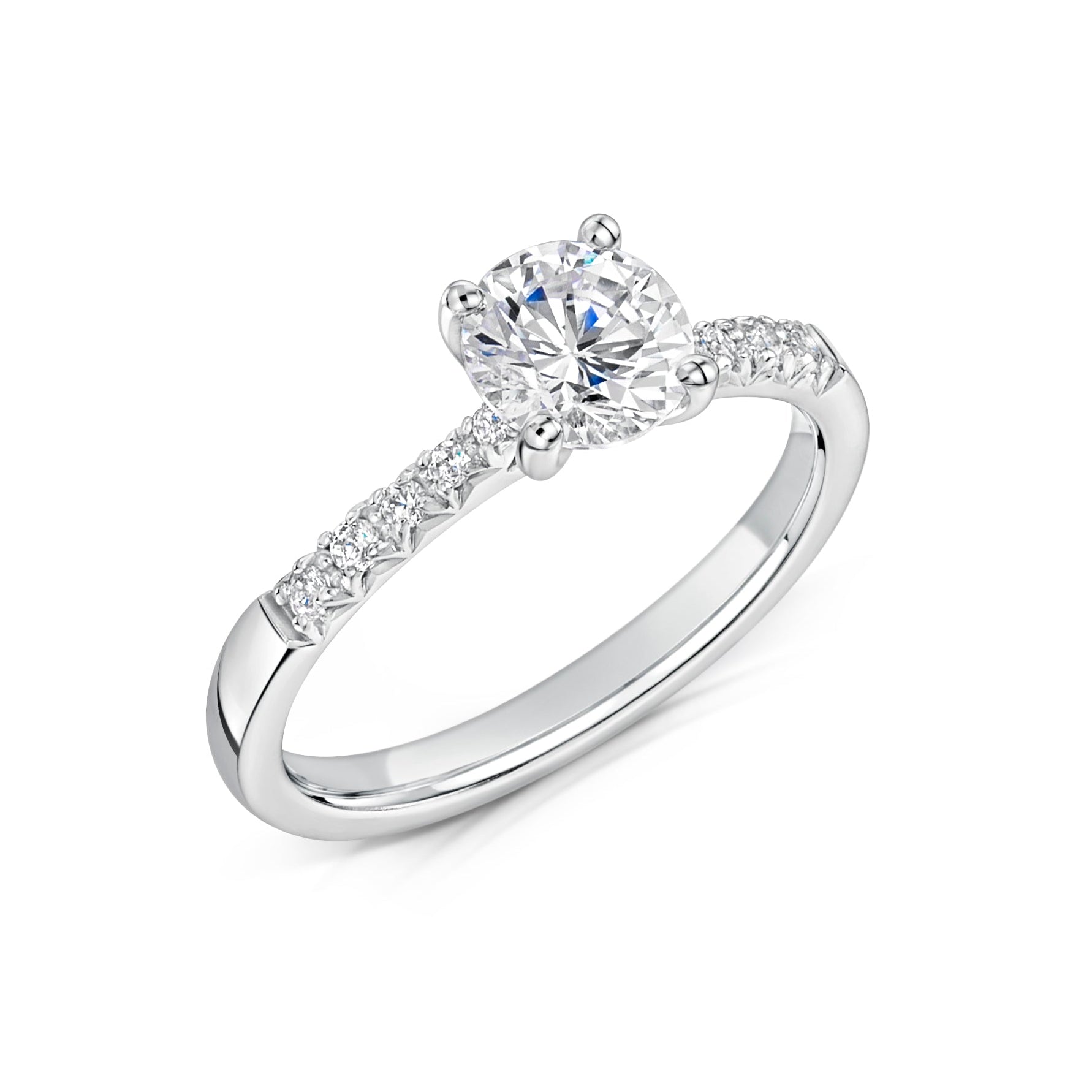 Tapered Claw Set Round Brilliant Cut Diamond Engagement Ring by Harrogate Jewellers, a perfect choice for bespoke jewellery in Yorkshire. Ideal for weddings and featuring a lab-grown diamond.
