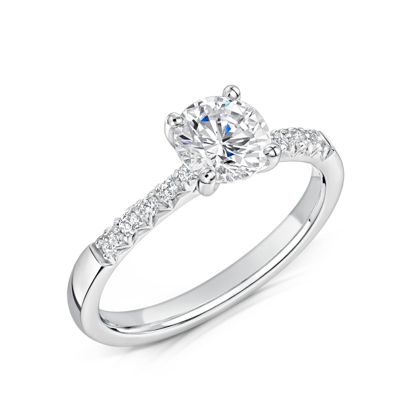 Tapered Claw Set Round Brilliant Cut Diamond Engagement Ring by Harrogate Jewellers, a perfect choice for bespoke jewellery in Yorkshire. Ideal for weddings and featuring a lab-grown diamond.