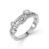 Harrogate Jewellers mixed cut diamond ring with rubover set stones, bespoke platinum band, perfect for engagement or wedding, available in Yorkshire.