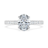 Platinum 1.00ct Oval Cut Lab-Grown Diamond Engagement Ring with Diamond Shoulders | D VS1
