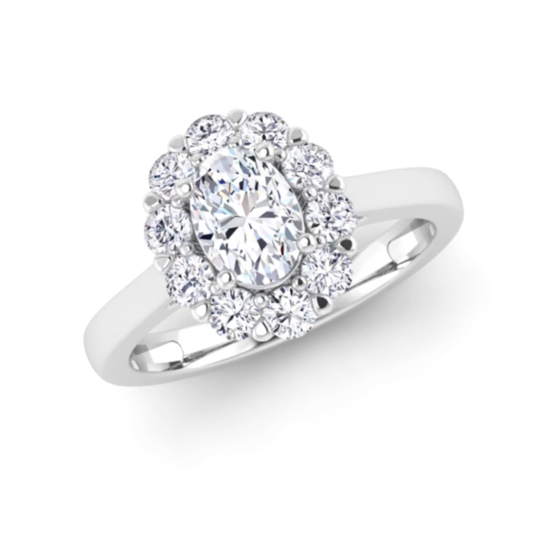 Harrogate Jewellers Oval Cut Diamond Engagement Ring Vintage Inspired Halo 