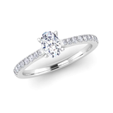 Harrogate Jewellers' MARIE engagement ring with a lab-grown round brilliant cut diamond and diamond set shoulders, ideal for bespoke Yorkshire jewellery lovers.