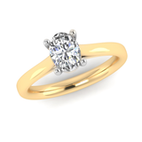 Harrogate Jewellers Lab-Grown Oval Cut Diamond Ring, a bespoke piece of Yorkshire jewellery featuring an elegant gold band and earth-mined diamond on a white background.
