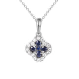 Blue Sapphire and Diamond Clover Necklace 18ct Gold