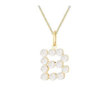 Pearl necklace with gold chain on a white background